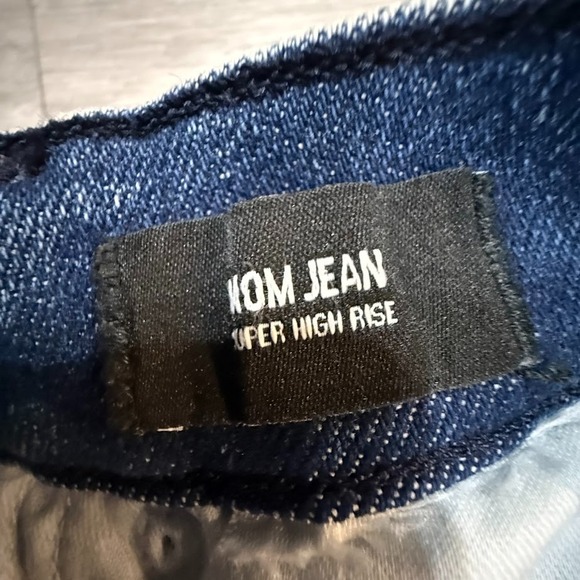 Express Jeans Womens Button Fly Size 23x26 Mom Jean Super High Rise Blue Stretch - Picture 4 of 7